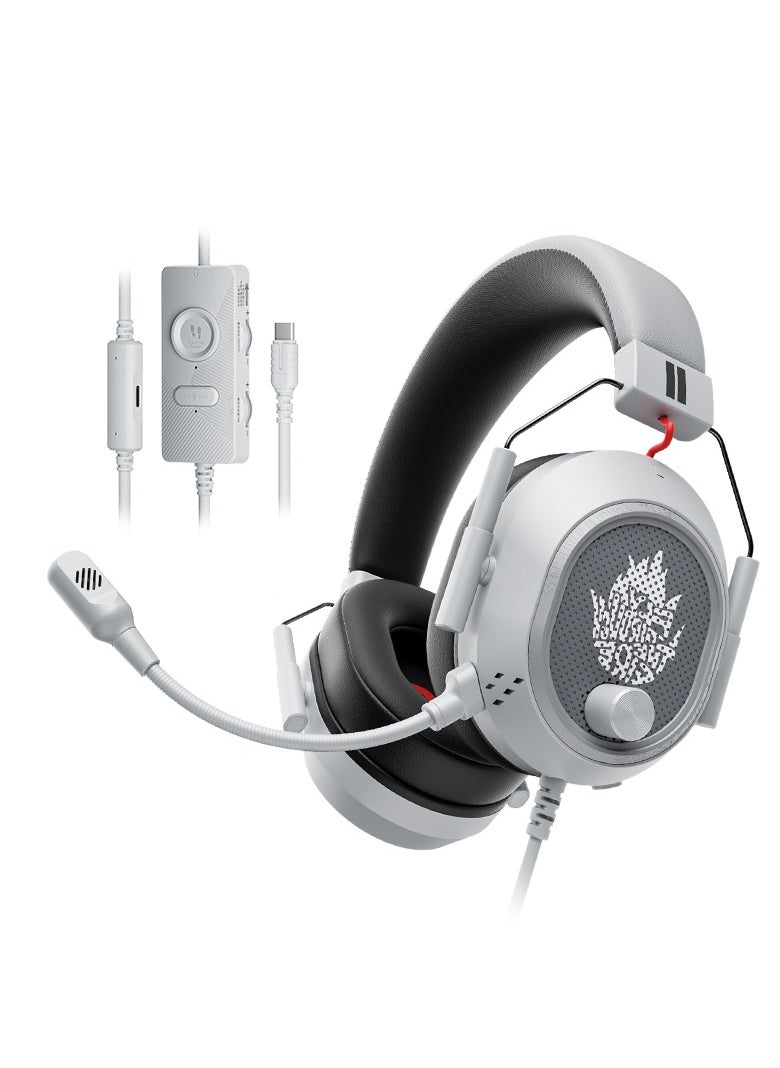 Plextone Plextone G810 ULTRA Gaming Headset with Type-C Connector and USB Port, Connects to Any Audio Device with Gaming Sound Card, Independent Game Effects Adjustment, Built-in One-Click Mute, Enhanced Sound Effects, Supports 40W Fast Charging with Type-C Port During Gaming, In addition, its ergonomic design ensures superior comfort during use, fits all sizes and provides ideal support for your head, Gray  - Image 1