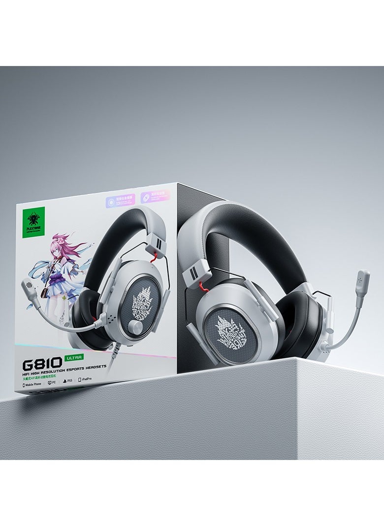 Plextone Plextone G810 ULTRA Gaming Headset with Type-C Connector and USB Port, Connects to Any Audio Device with Gaming Sound Card, Independent Game Effects Adjustment, Built-in One-Click Mute, Enhanced Sound Effects, Supports 40W Fast Charging with Type-C Port During Gaming, In addition, its ergonomic design ensures superior comfort during use, fits all sizes and provides ideal support for your head, Gray  - Image 2