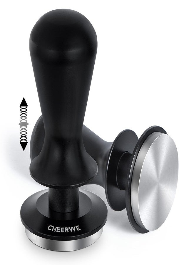 Cheerwe 58mm Espresso Tamper, Daul Spring Loaded Calibrated Tamper, Coffee Tamper for Espresso Machine, 100% Flat Stainless Steel Base Tamper, Barista Tool for Espresso Machine - Image 1