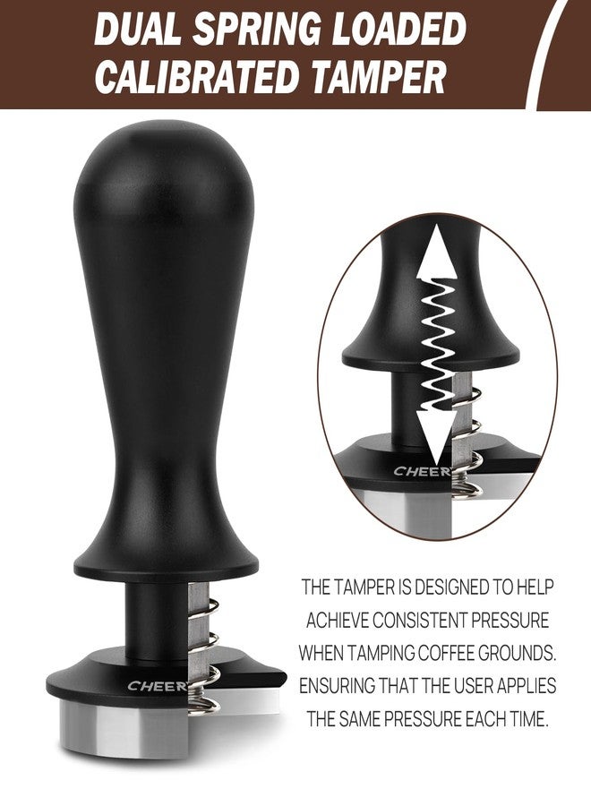 Cheerwe 58mm Espresso Tamper, Daul Spring Loaded Calibrated Tamper, Coffee Tamper for Espresso Machine, 100% Flat Stainless Steel Base Tamper, Barista Tool for Espresso Machine - Image 2
