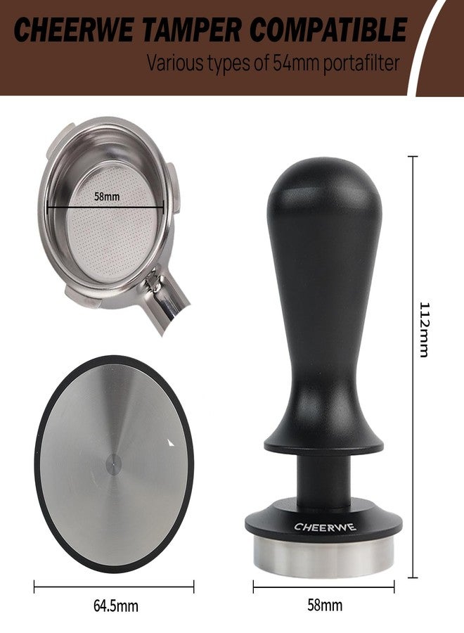 Cheerwe 58mm Espresso Tamper, Daul Spring Loaded Calibrated Tamper, Coffee Tamper for Espresso Machine, 100% Flat Stainless Steel Base Tamper, Barista Tool for Espresso Machine - Image 5