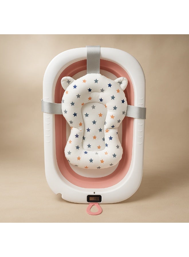 Foldable Silicone Baby Bath Tub with Cushion & Built-in Thermometer – Space-Saving, Non-Slip, Easy to Clean – 75×45×20 CM - Image 1