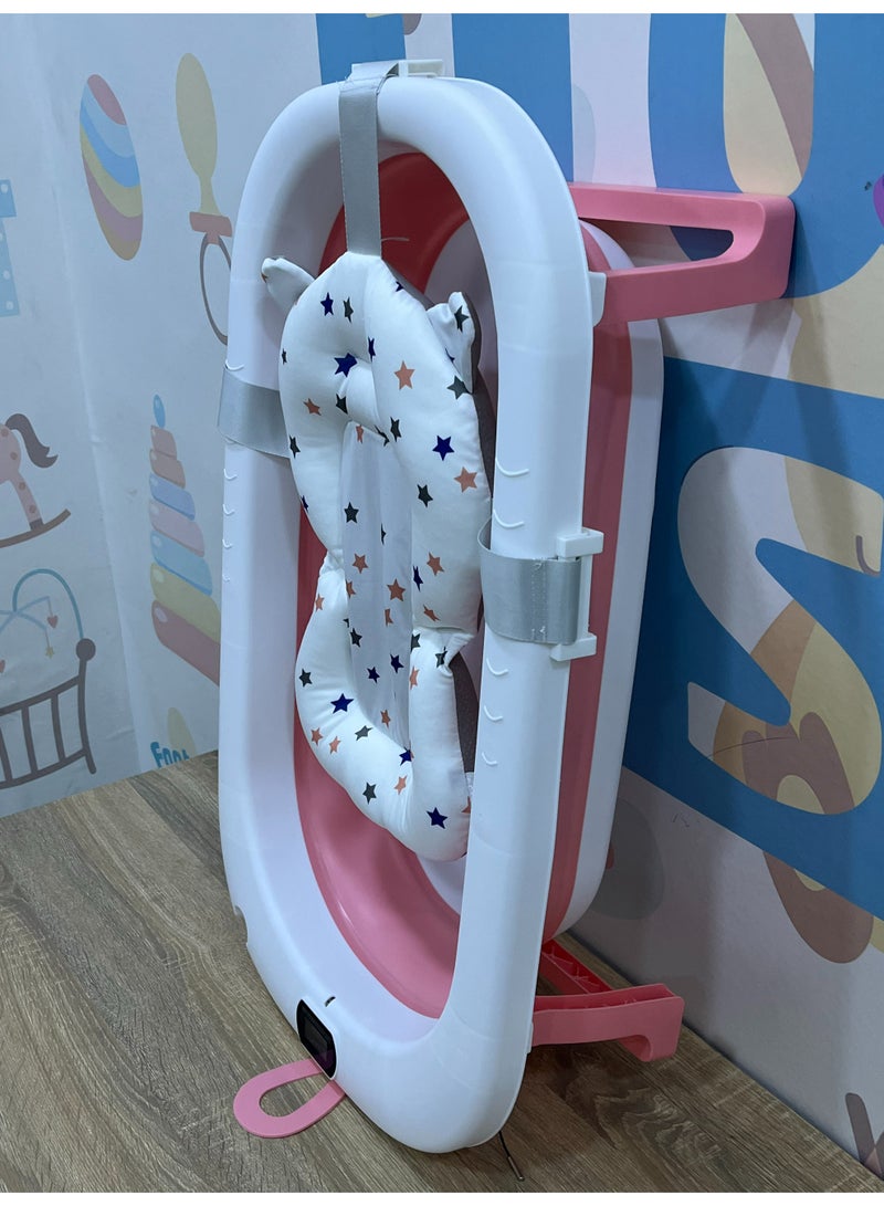 Foldable Silicone Baby Bath Tub with Cushion & Built-in Thermometer – Space-Saving, Non-Slip, Easy to Clean – 75×45×20 CM - Image 3