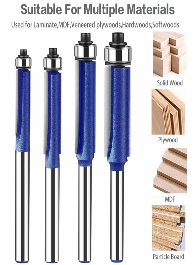 Wolfride 4PCS Flush Trim Router Bit Set 1/4 Inch Shank Top Bearing Flush Trim Router Bit - Image 4