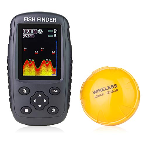 Venterior Portable Rechargeable Fish Finder Wireless Sonar Sensor Fishfinder Depth Locator with Fish Size, Water Temperature, Bottom Contour, Color LCD Display - Image 1