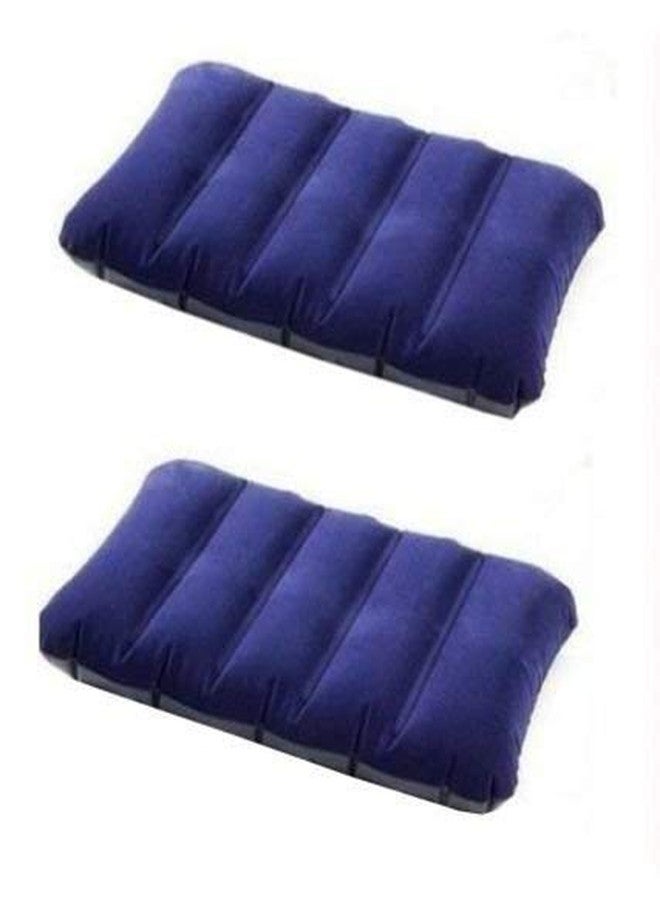 MARK AMPLE Synthetic Inflatable Air Bed Travel Pillow Cushion (Blue) (2) - Image 1