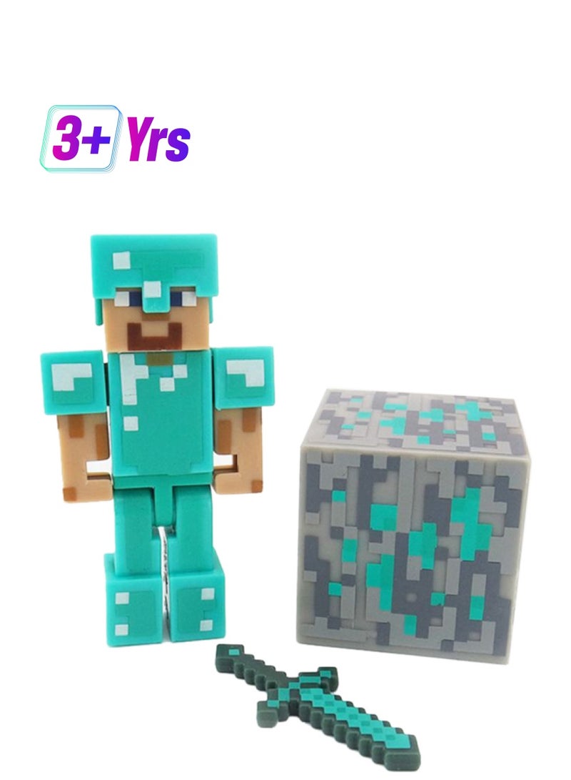 Loquat TK0008-T Minecraft Games Steve Removable Figure Toy 3+ Years