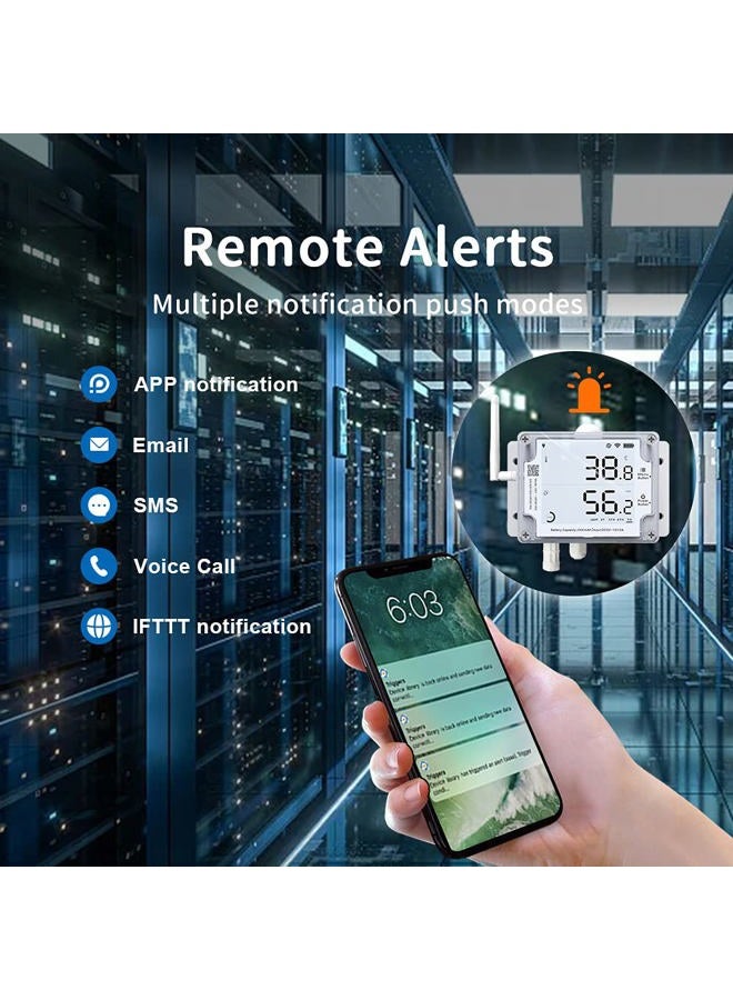 UBIBOT GS1-AETH Temp/Humidity/Illumination Sensor, Ethernet & WiFi, External Probe, Free App, Data Logger, Alerts - Image 4