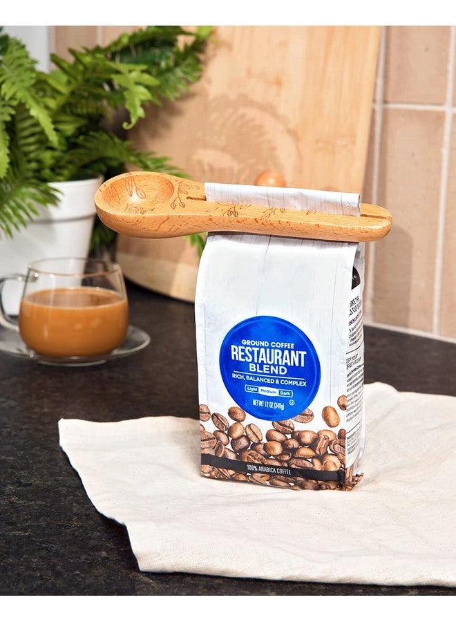 Talisman Designs Laser Etched Beechwood Scoop with Clip | Nature Design | Wood Coffee Spoon |, Cute & Functional Kitchen Tool, | Small Wooden Utensils - Image 3