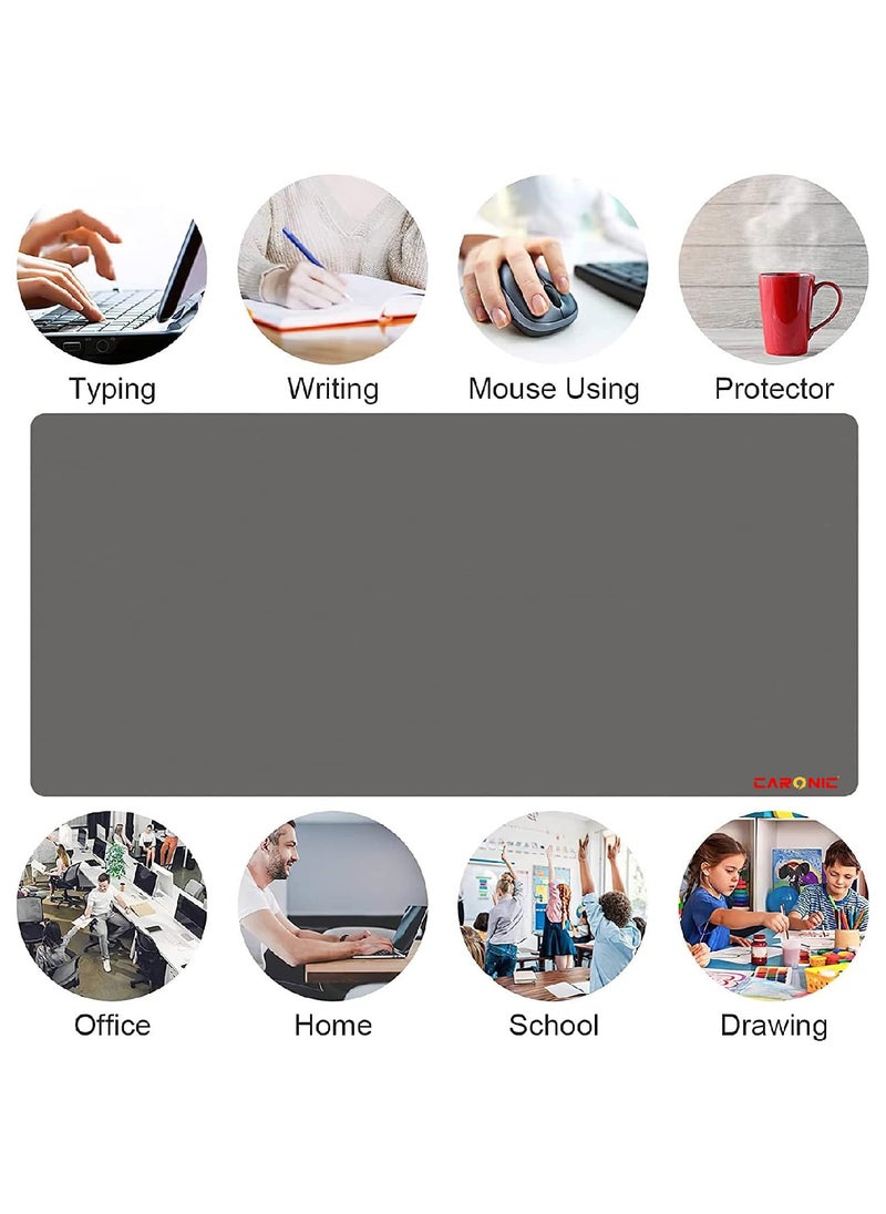 CARONIC - Large Gaming Mouse Pad with Superior Micro Weave Cloth Extended Desk Mousepad with Stitched Edges Non-Slip Base Water Resist Keyboard Pad For Gamer And Office Home Grey - Image 1