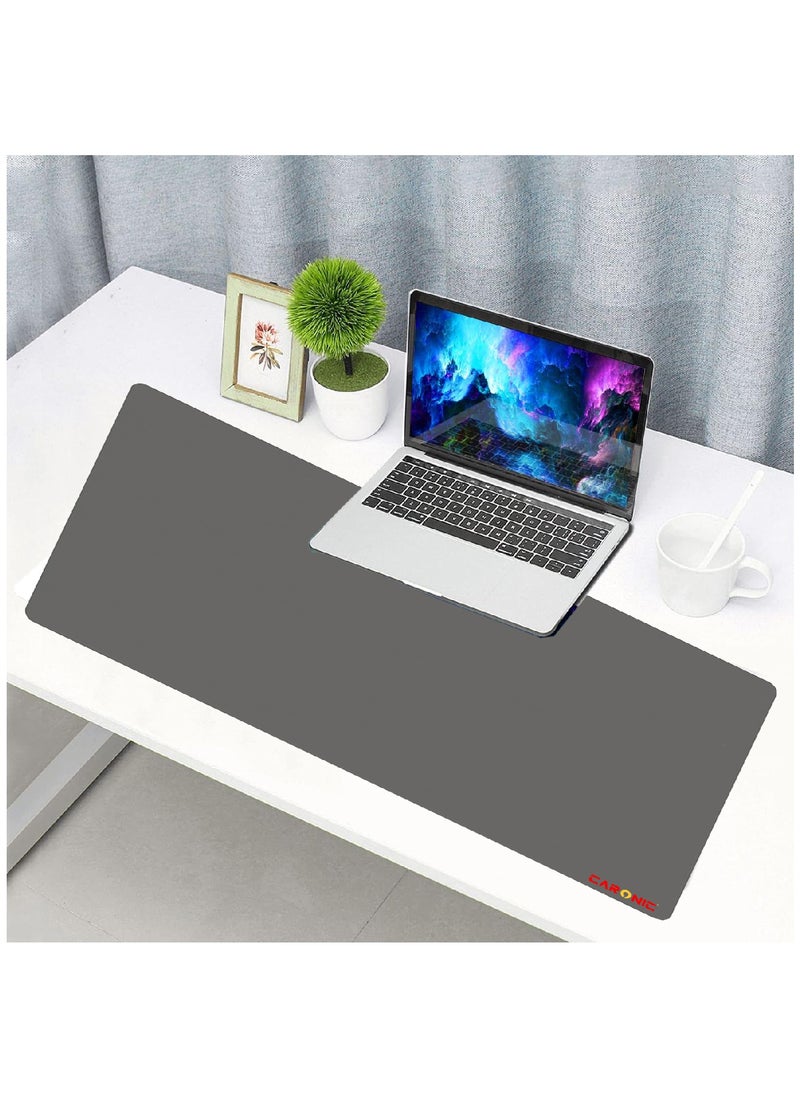 CARONIC - Large Gaming Mouse Pad with Superior Micro Weave Cloth Extended Desk Mousepad with Stitched Edges Non-Slip Base Water Resist Keyboard Pad For Gamer And Office Home Grey - Image 1