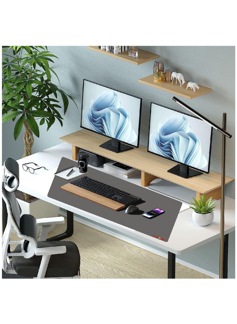 CARONIC - Large Gaming Mouse Pad with Superior Micro Weave Cloth Extended Desk Mousepad with Stitched Edges Non-Slip Base Water Resist Keyboard Pad For Gamer And Office Home Grey - Image 1