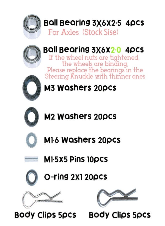 RampCrab Button Head Screws Kit for SCX24 AX24 RC Car, 372Pcs, Hardened Steel Grade 12.9 Screws, Bearing & Screws Set with Box for 1/24 RC Crawler Car Axial SCX24 C10 Deadbolt JLU Gladiator Bronco - Image 3