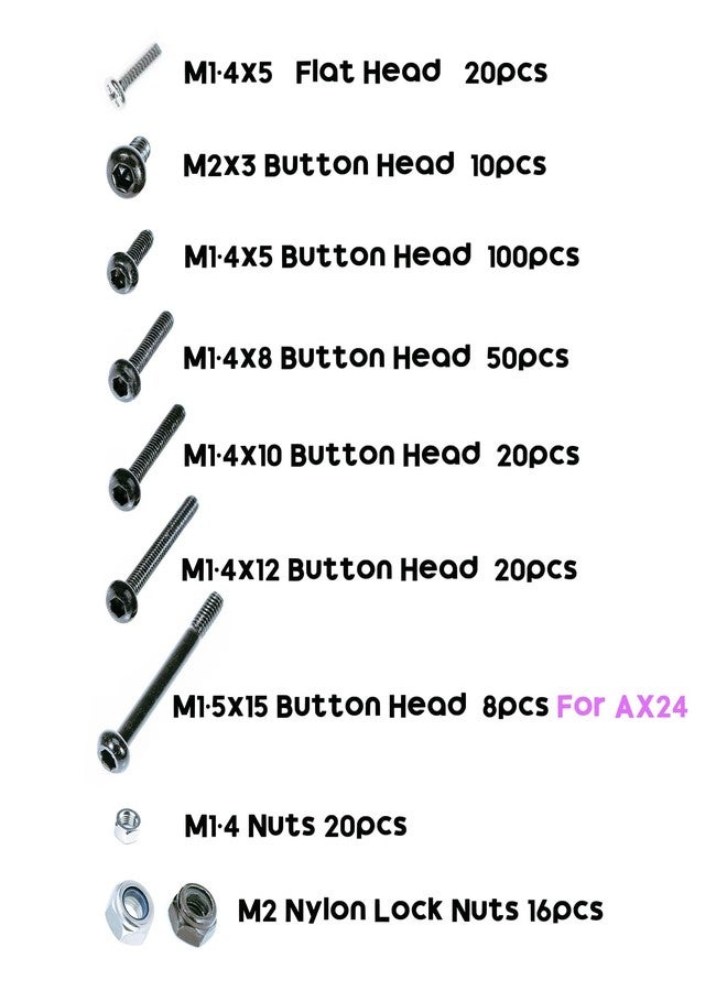 RampCrab Button Head Screws Kit for SCX24 AX24 RC Car, 372Pcs, Hardened Steel Grade 12.9 Screws, Bearing & Screws Set with Box for 1/24 RC Crawler Car Axial SCX24 C10 Deadbolt JLU Gladiator Bronco - Image 2