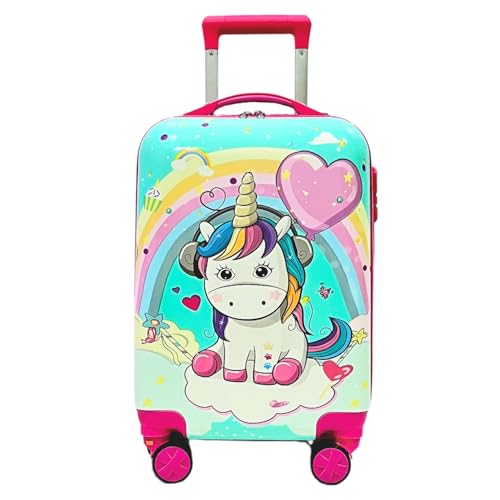 JUNIOR JOE Plastic 20Inch Kids Hardsided Suitcase With 360 Degree Rotating Wheels Travel Trolley Bag (Turquoise) - Image 1
