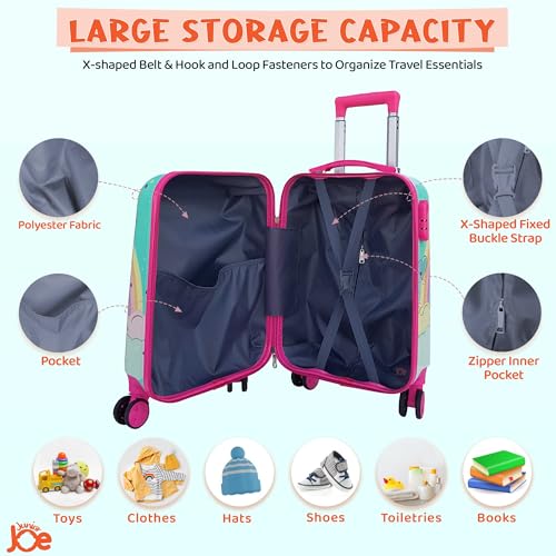 JUNIOR JOE Plastic 20Inch Kids Hardsided Suitcase With 360 Degree Rotating Wheels Travel Trolley Bag (Turquoise) - Image 4
