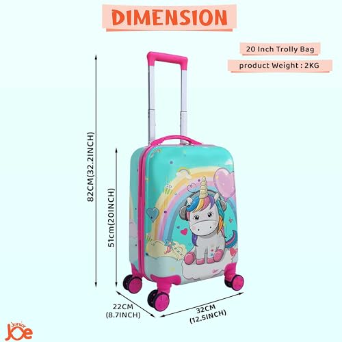 JUNIOR JOE Plastic 20Inch Kids Hardsided Suitcase With 360 Degree Rotating Wheels Travel Trolley Bag (Turquoise) - Image 2