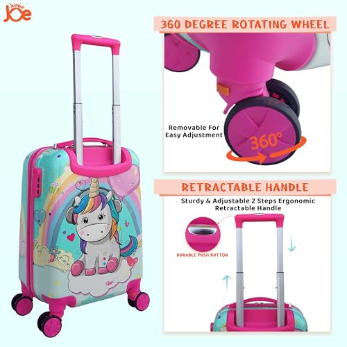 JUNIOR JOE Plastic 20Inch Kids Hardsided Suitcase With 360 Degree Rotating Wheels Travel Trolley Bag (Turquoise) - Image 3