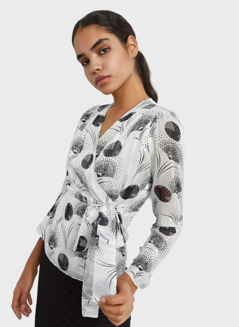 Adl Printed Wrap Top