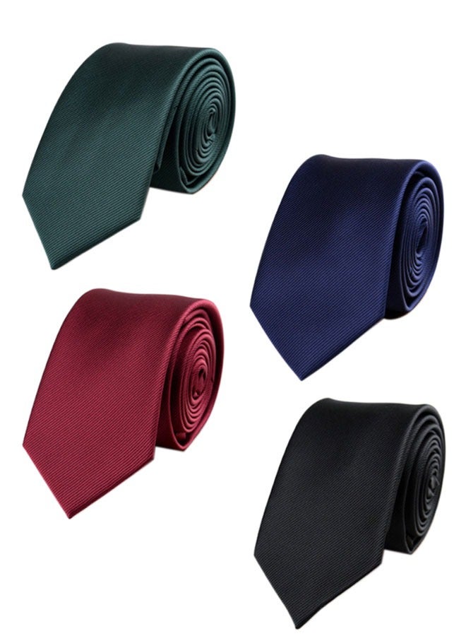 وهاواي 4pcs Men's Ties Solid Color Formal Mens Neckties 6cm for Business and Wedding Color Assorted - Image 1