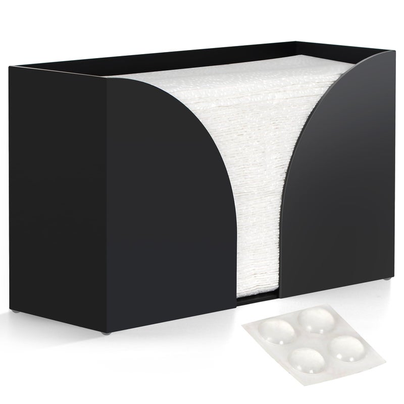 Storage Standard Multifold Paper Towel Dispenser Countertop Matte Black Paper Towel Holder Bathroom Durable Acrylic Napkin Holder for Bathroom Kitchen Office Restaurant 1075 x 65 x 4 Inches - Image 2