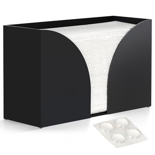 Storage Standard Multifold Paper Towel Dispenser Countertop Matte Black Paper Towel Holder Bathroom Durable Acrylic Napkin Holder for Bathroom Kitchen Office Restaurant 1075 x 65 x 4 Inches - Image 1