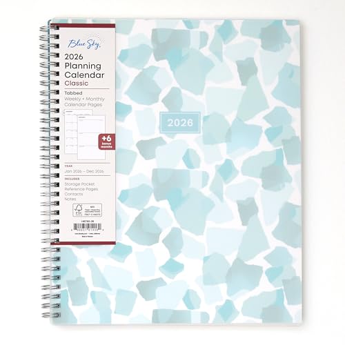 Blue Sky 2026 Weekly and Monthly Planner Calendar January 2026 December 2026 85 x 11 Flexible Frosted Cover Laminated Tabs Durable Twin Wire Binding Storage Pocket Amitza - Image 1