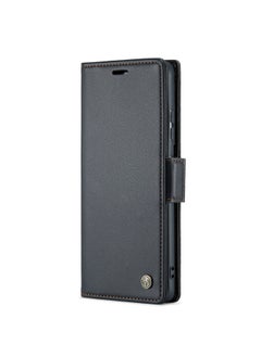CaseMe Flip Wallet Case For Samsung Galaxy S21 Ultra, [RFID Blocking] PU Leather Wallet Flip Folio Case with Card Holder Kickstand Shockproof Phone Cover (Black)  - Image 1