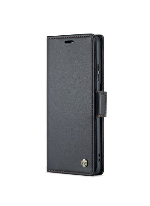 Flip Wallet Case For Samsung Galaxy S21 Ultra, [RFID Blocking] PU Leather Wallet Flip Folio Case with Card Holder Kickstand Shockproof Phone Cover (Black)