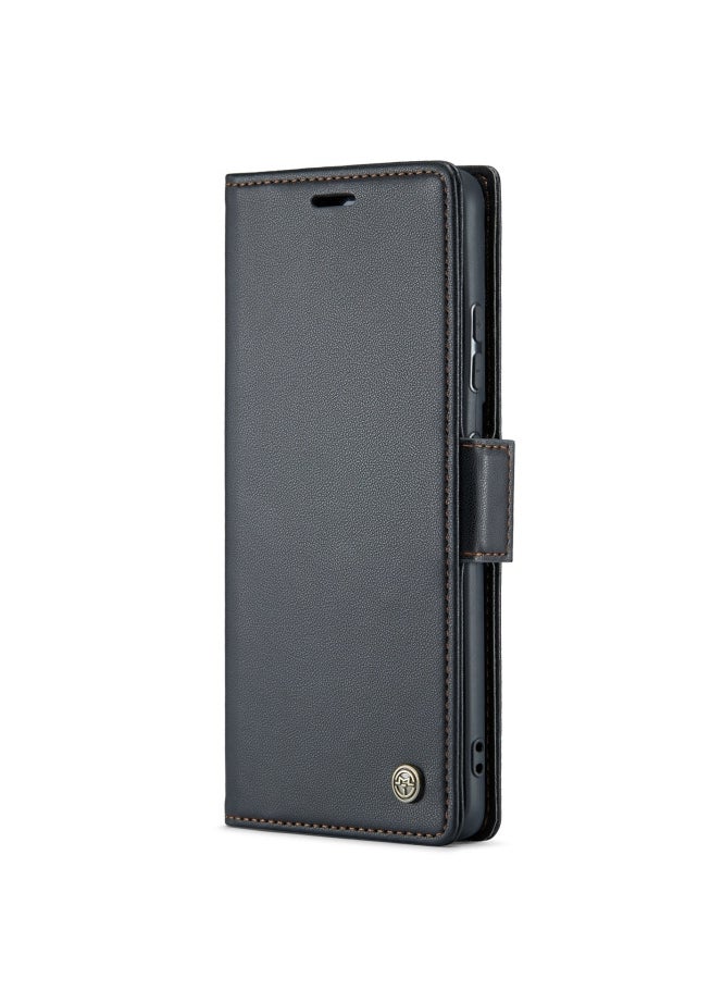Flip Wallet Case For Samsung Galaxy S21 Ultra, [RFID Blocking] PU Leather Wallet Flip Folio Case with Card Holder Kickstand Shockproof Phone Cover (Black)