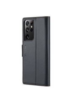 CaseMe Flip Wallet Case For Samsung Galaxy S21 Ultra, [RFID Blocking] PU Leather Wallet Flip Folio Case with Card Holder Kickstand Shockproof Phone Cover (Black)  - Image 2