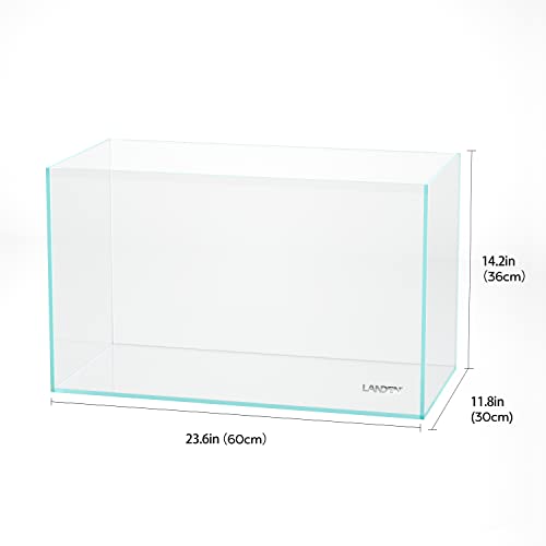 LANDEN 60P 16 Gallon Rimless Low Iron Aquarium Tank, 23.6" W × 11.8" D × 14.2" H (60cm x 30cm x 36cm) 6mm Thickness with Nano Foam Leveling Mat - Image 3