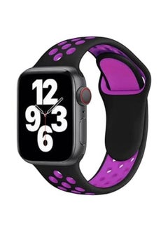 Compatible with Apple Watch Band 45mm 44mm 42mm 49mm ,Soft Silicone Sport Breathable Replacement Band Compatible for Apple Watch SE iWatch Series 7 8 6 5 4 3 2 1 ultra, Black & Purple)
