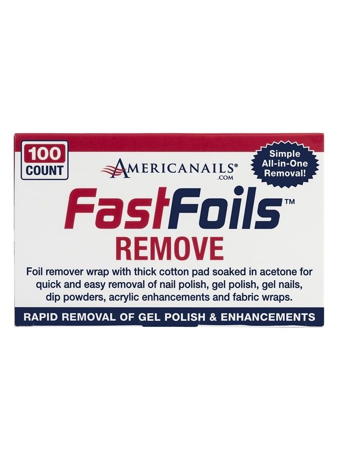 AMERICANAILS .COM Americanails FastFoils 100 ct, One Step Gel Polish Foil Remover Wraps, All-In-One Foil Remover With Thick Cotton Pad & Pure Acetone, Remove Nail Polish, Gel Polish, Gel Nails, Acrylic Nails, Dip Nails - Image 1