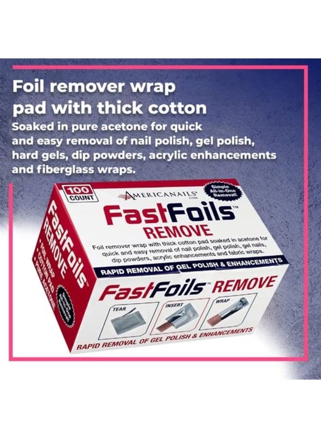 AMERICANAILS .COM Americanails FastFoils 100 ct, One Step Gel Polish Foil Remover Wraps, All-In-One Foil Remover With Thick Cotton Pad & Pure Acetone, Remove Nail Polish, Gel Polish, Gel Nails, Acrylic Nails, Dip Nails - Image 3