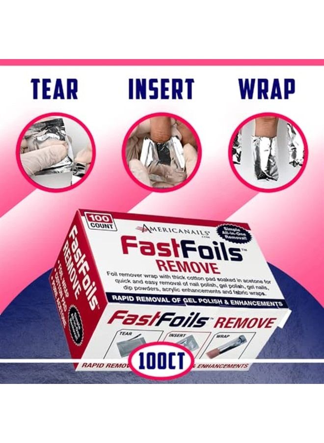 AMERICANAILS .COM Americanails FastFoils 100 ct, One Step Gel Polish Foil Remover Wraps, All-In-One Foil Remover With Thick Cotton Pad & Pure Acetone, Remove Nail Polish, Gel Polish, Gel Nails, Acrylic Nails, Dip Nails - Image 4