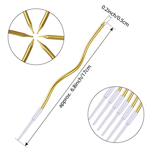 BBTO 48 Pieces Twisty Birthday Spiral Cake Candles with Holders Long Thin Curly Coil Metallic Cake Cupcake Candles for Birthday Wedding Party Decoration(Metallic Gold) - Image 3