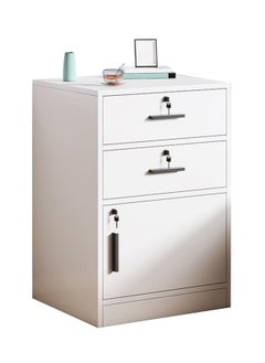 LEDIN Movable Filing Cabinet with 2 Drawer and 1 Door Lockable Office Cabinet with Wheels in White Industrial Wood (Two drawers)  - Image 1