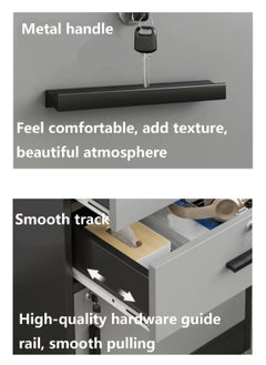 LEDIN Movable Filing Cabinet with 2 Drawer and 1 Door Lockable Office Cabinet with Wheels in White Industrial Wood (Two drawers)  - Image 3