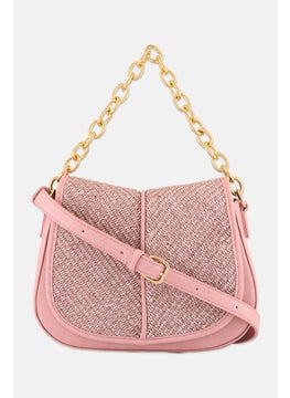 Moda Luxe Women Textured Cross Body Bag 20 H x 26 L x 9 W cm, Pink  - Image 1