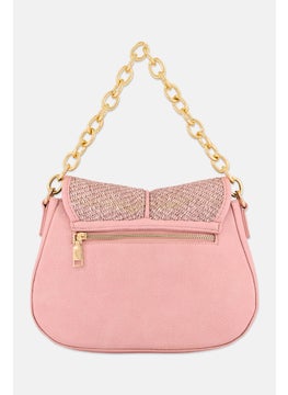 Moda Luxe Women Textured Cross Body Bag 20 H x 26 L x 9 W cm, Pink  - Image 3
