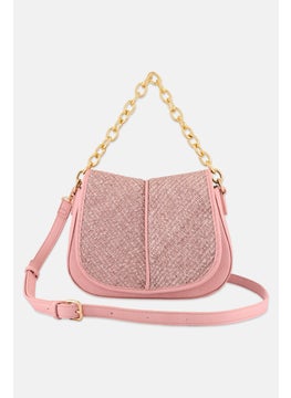 Moda Luxe Women Textured Cross Body Bag 20 H x 26 L x 9 W cm, Pink  - Image 2