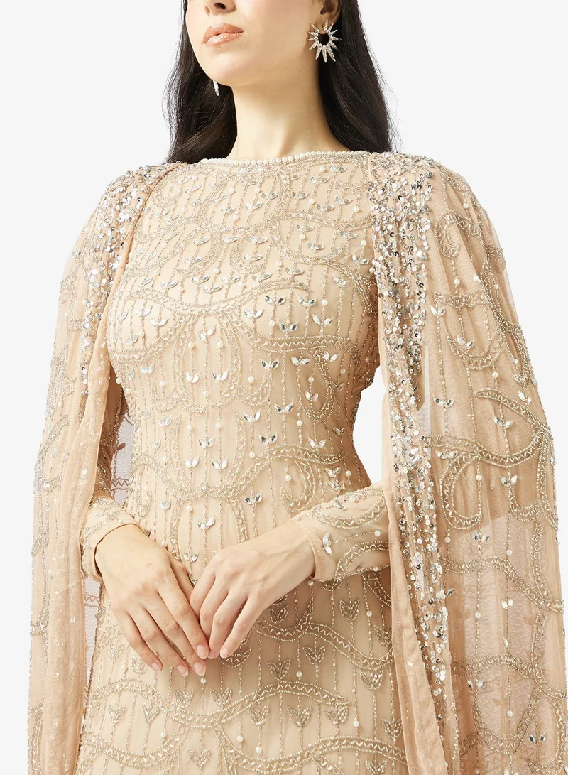 Maryisa  Elegantdraped  Sequin Maxi Dress for Women | Best Price UAE