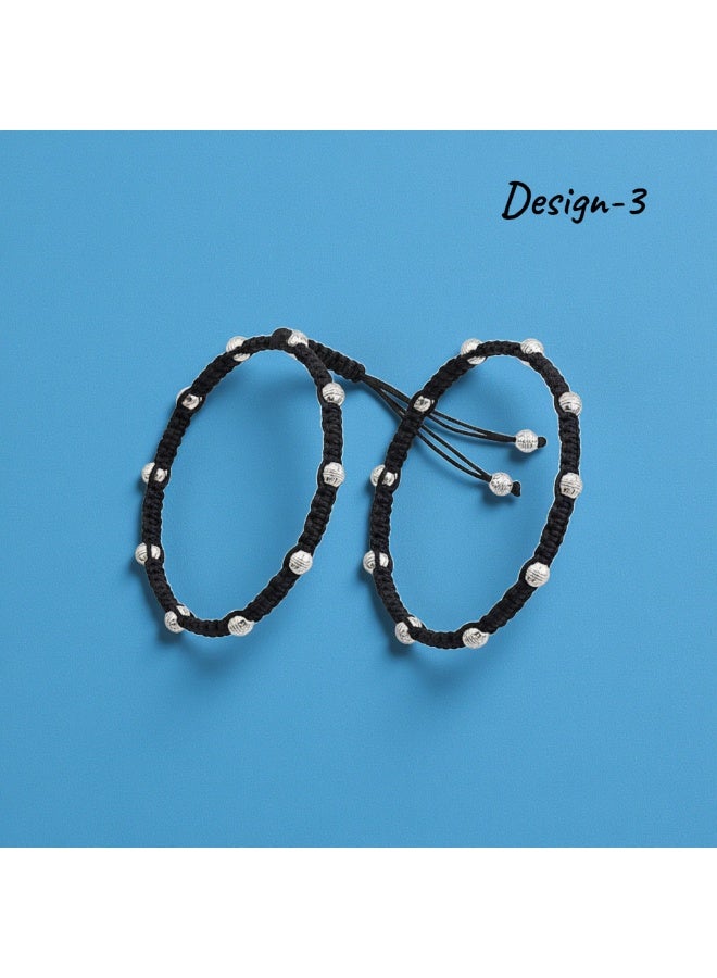 بريتي بريشس خلخال كلاسيكي مطلي بالفضة المؤكسدة للنساء والبنات | مجوهرات تقليدية | ستايل بوهو عصري - Image 3