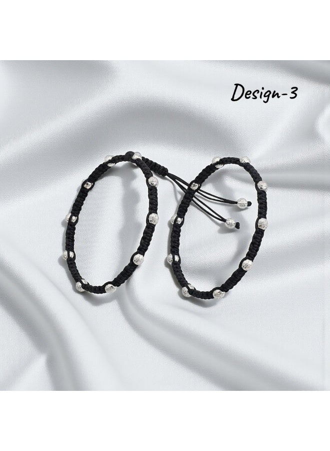 بريتي بريشس خلخال كلاسيكي مطلي بالفضة المؤكسدة للنساء والبنات | مجوهرات تقليدية | ستايل بوهو عصري - Image 4