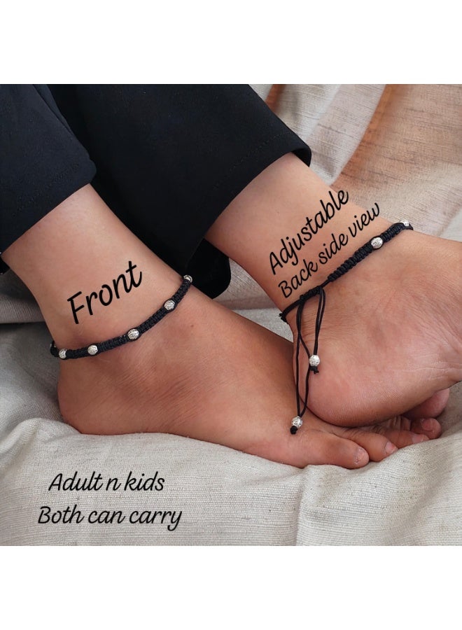 بريتي بريشس خلخال كلاسيكي مطلي بالفضة المؤكسدة للنساء والبنات | مجوهرات تقليدية | ستايل بوهو عصري - Image 1