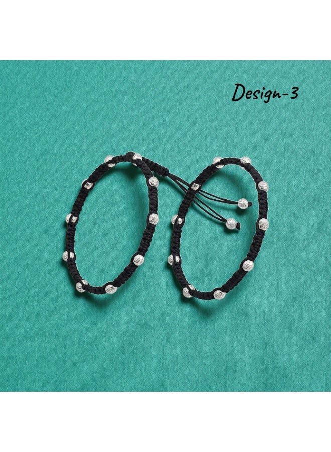 بريتي بريشس خلخال كلاسيكي مطلي بالفضة المؤكسدة للنساء والبنات | مجوهرات تقليدية | ستايل بوهو عصري - Image 2