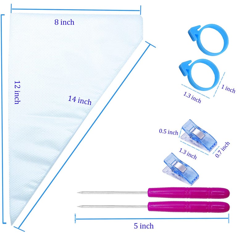 ELJRBCK 122Pieces Tipless Piping Bags - 100pcs Disposable Piping Pastry Bag for Royal Icing/Cookies Decorating - 10 Pastry Bag Ties,10 Clips &2 Scriber Needle - Best Cookie/Cake Decorating Tools (14 inch) - Image 4