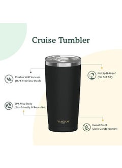 VAHDAM VAHDAM, Stainless Steel Tumbler (500ml) Black | Vacuum Insulated, Double Wall, Sweat-Proof Sipper with Lid for Hot and Cold Drinks | Coffee Mug  - Image 2
