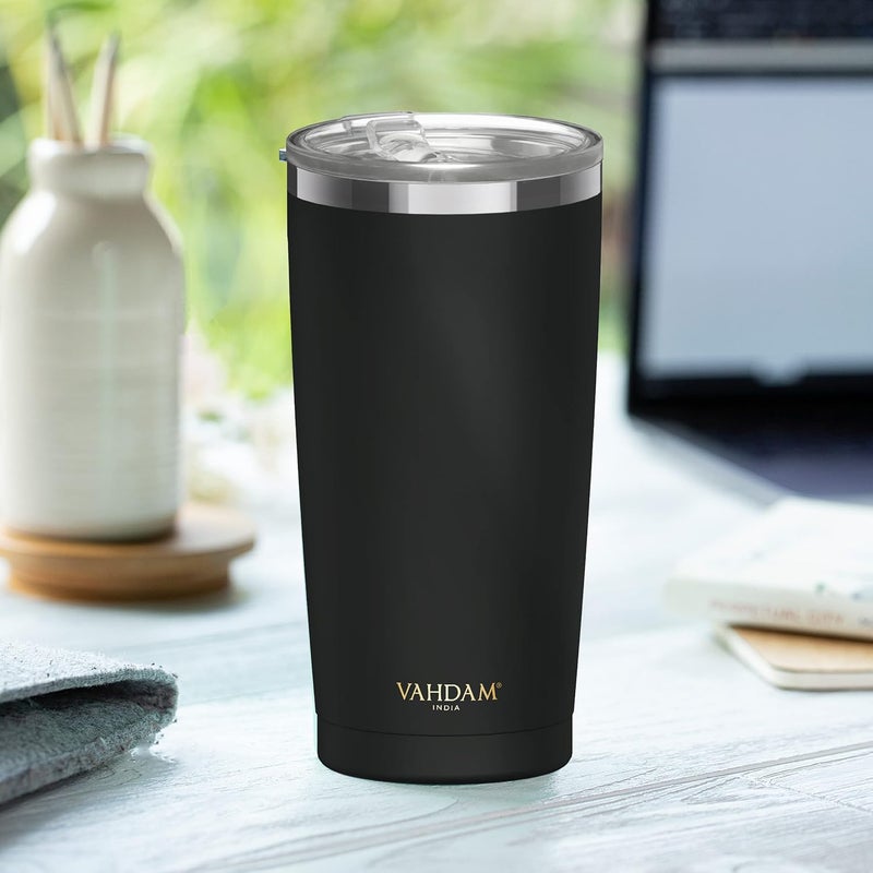VAHDAM, Stainless Steel Tumbler (500ml) Black | Vacuum Insulated, Double Wall, Sweat-Proof Sipper with Lid for Hot and Cold Drinks | Coffee Mug - Image 4